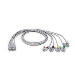 GE ECG 5-lead Leadwire Set, Grabber, IEC, PN:2106389-003