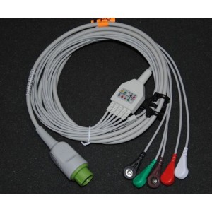 Biolight ECG Cable 12 pin 5 Leadwires Button Type